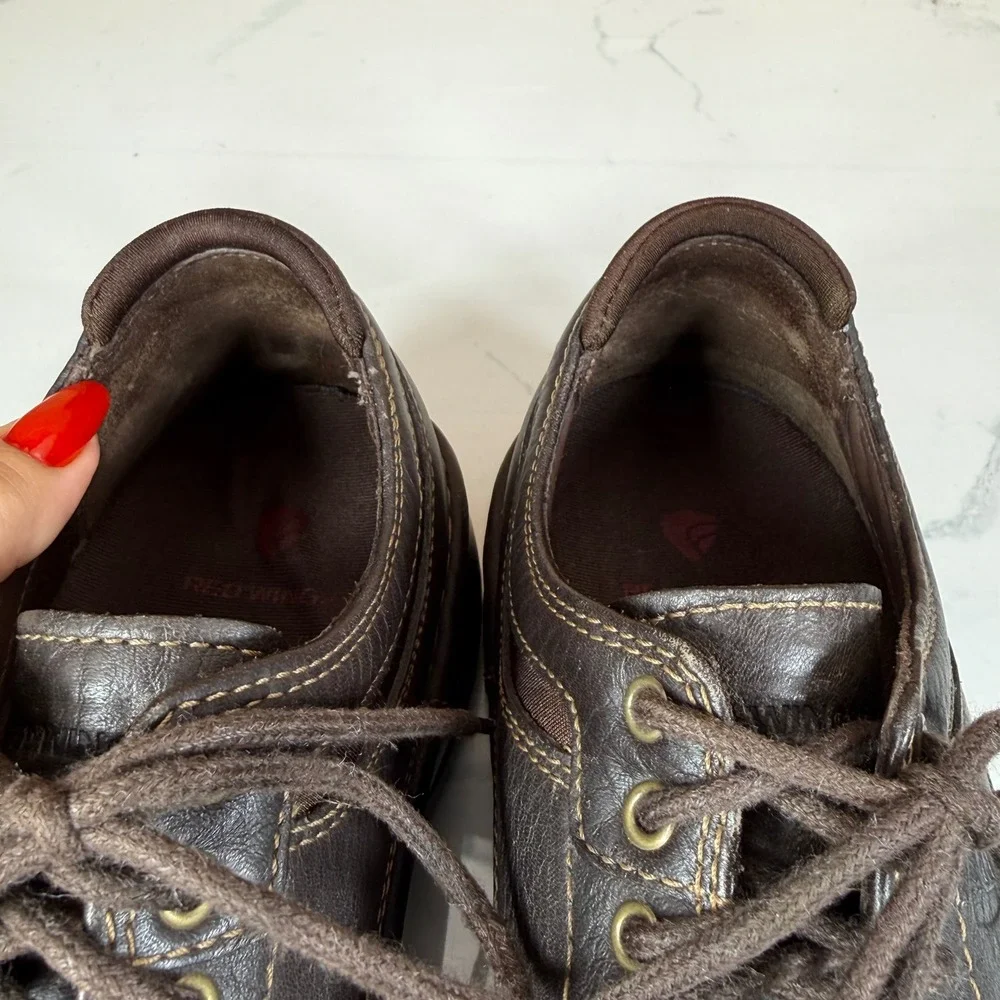 Red Wing 4114 Oxford Shoes Mens 9D Worx Mens Dark Brown Leather Lace Up Work